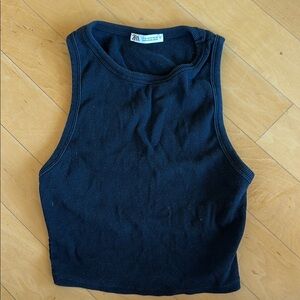 Zara Black Fitted Crop Tank Top